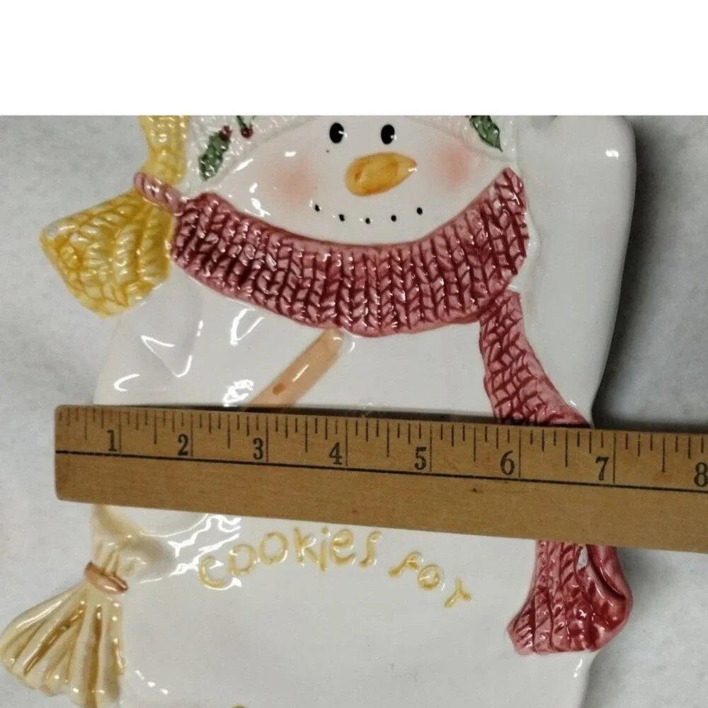 Snowman Cookies for Santa Ceramic Plate Christmas Holiday‎ Cookie Tray